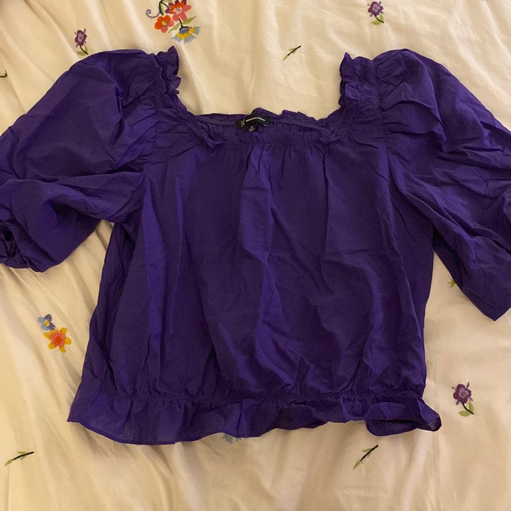 INC Purple Puff Sleeve Blouse (NWT) (Size XL)